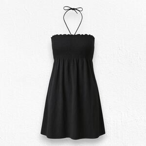 Wild Fable Black Terry Cloth Halter Mini Dress Summer Beach Cover-Up Size XS